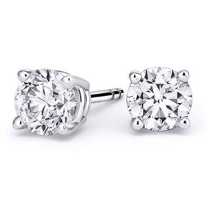 🍁 14k White Gold CZ Round Stud Earrings